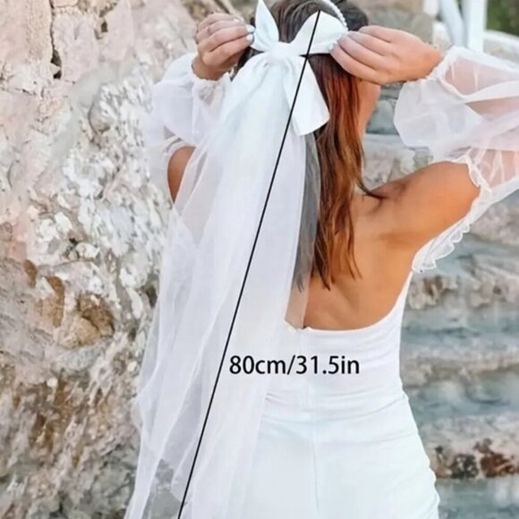 Bridal Romantic Bow and Tulle Hair Veil ??✨ NWT main image 2